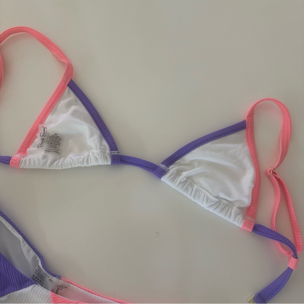 NWOT Beach Bunny Colorblock Bikini in Purple, White, and Pink M - Picture 6 of 9